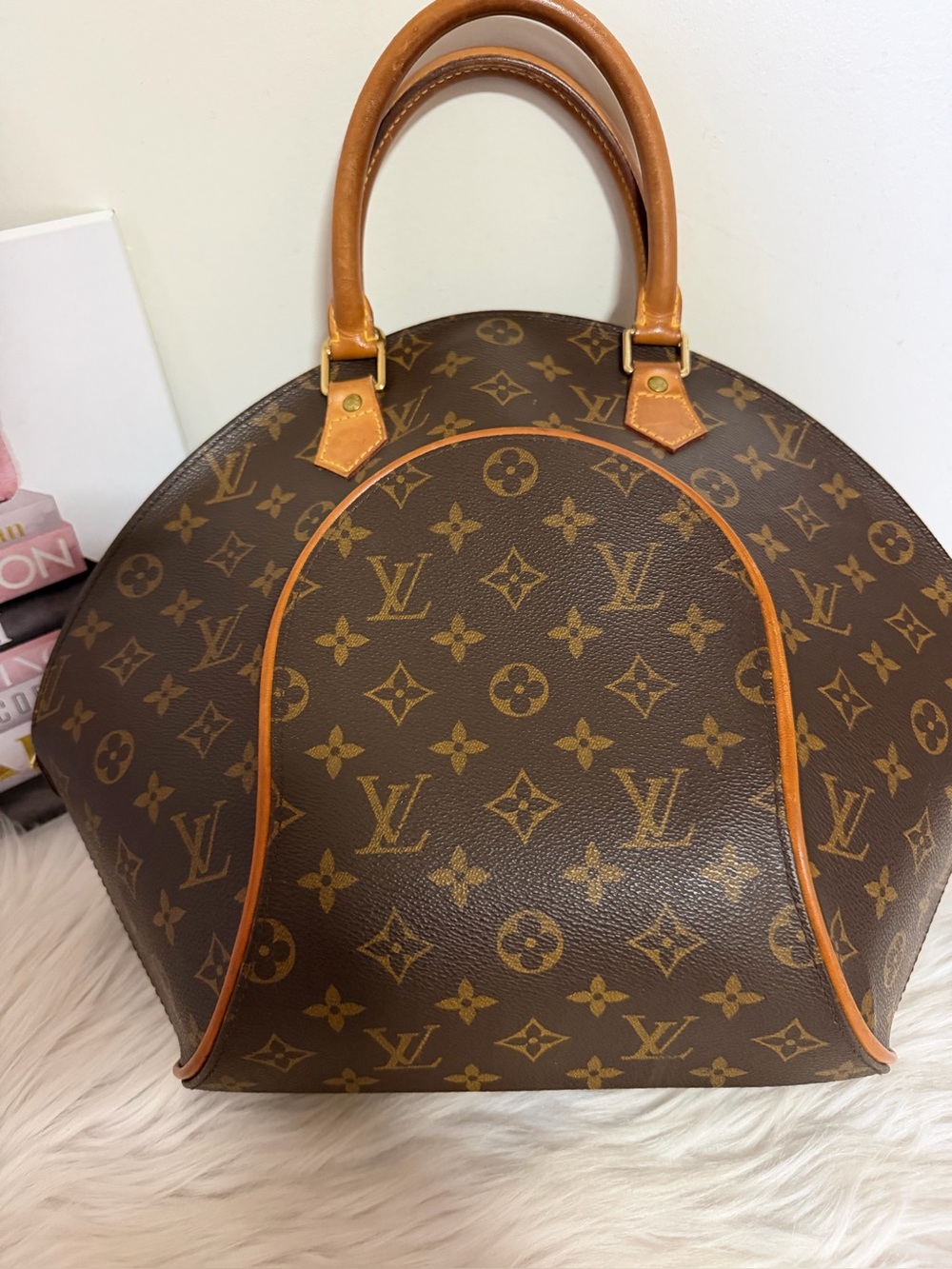 Louis Vuitton Ellipse Brown Monogram Dome Satchel Bag.